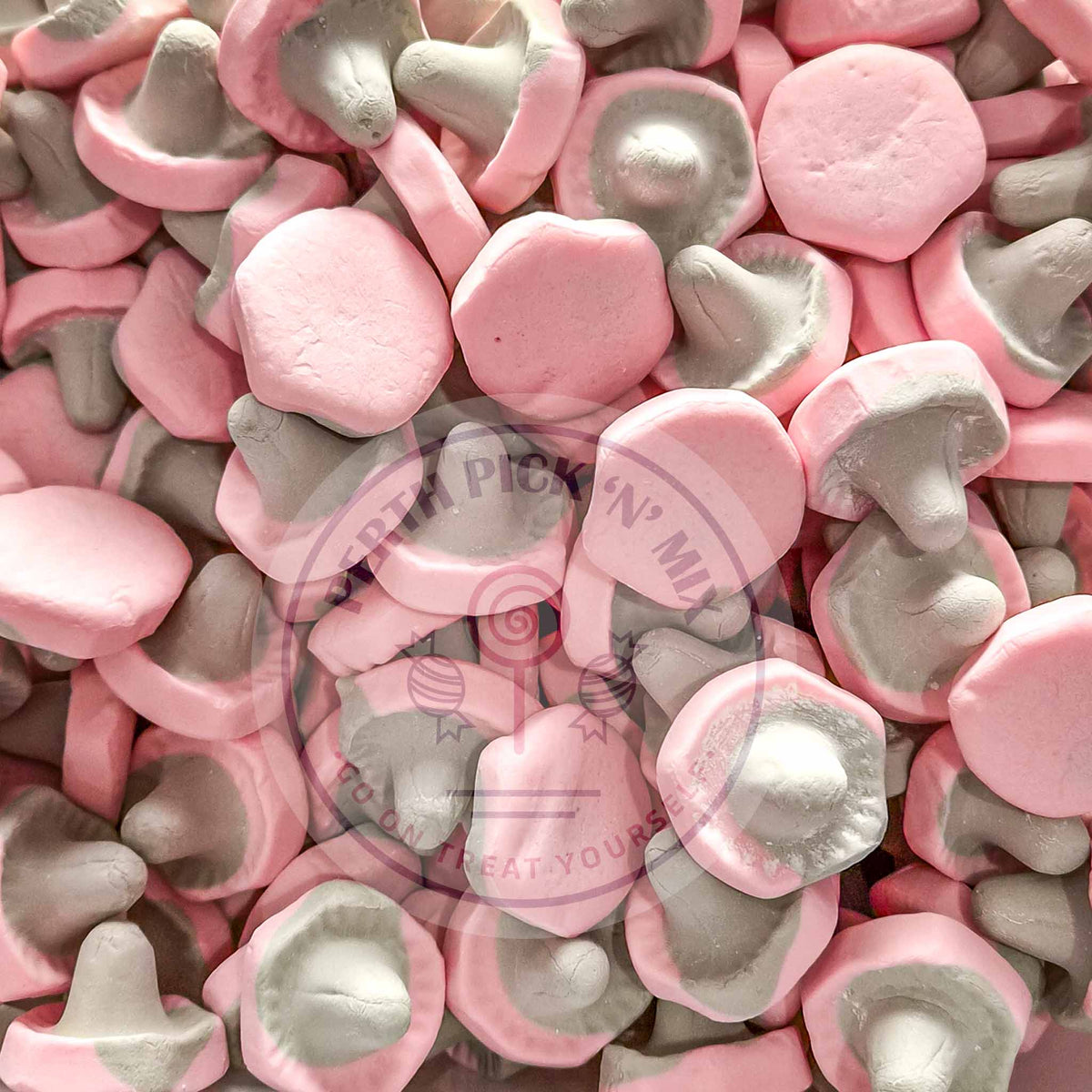 Raspberry Liquorice Foam Mushrooms 100g