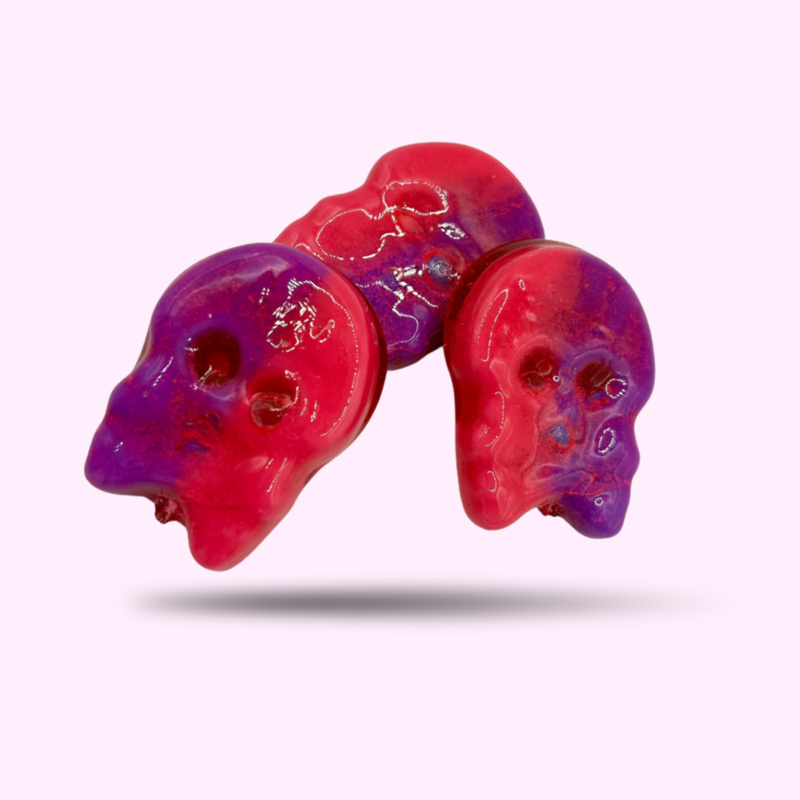 Candy Coated BUBS Strawberry & Bubblegum Skulls 4 Pieces